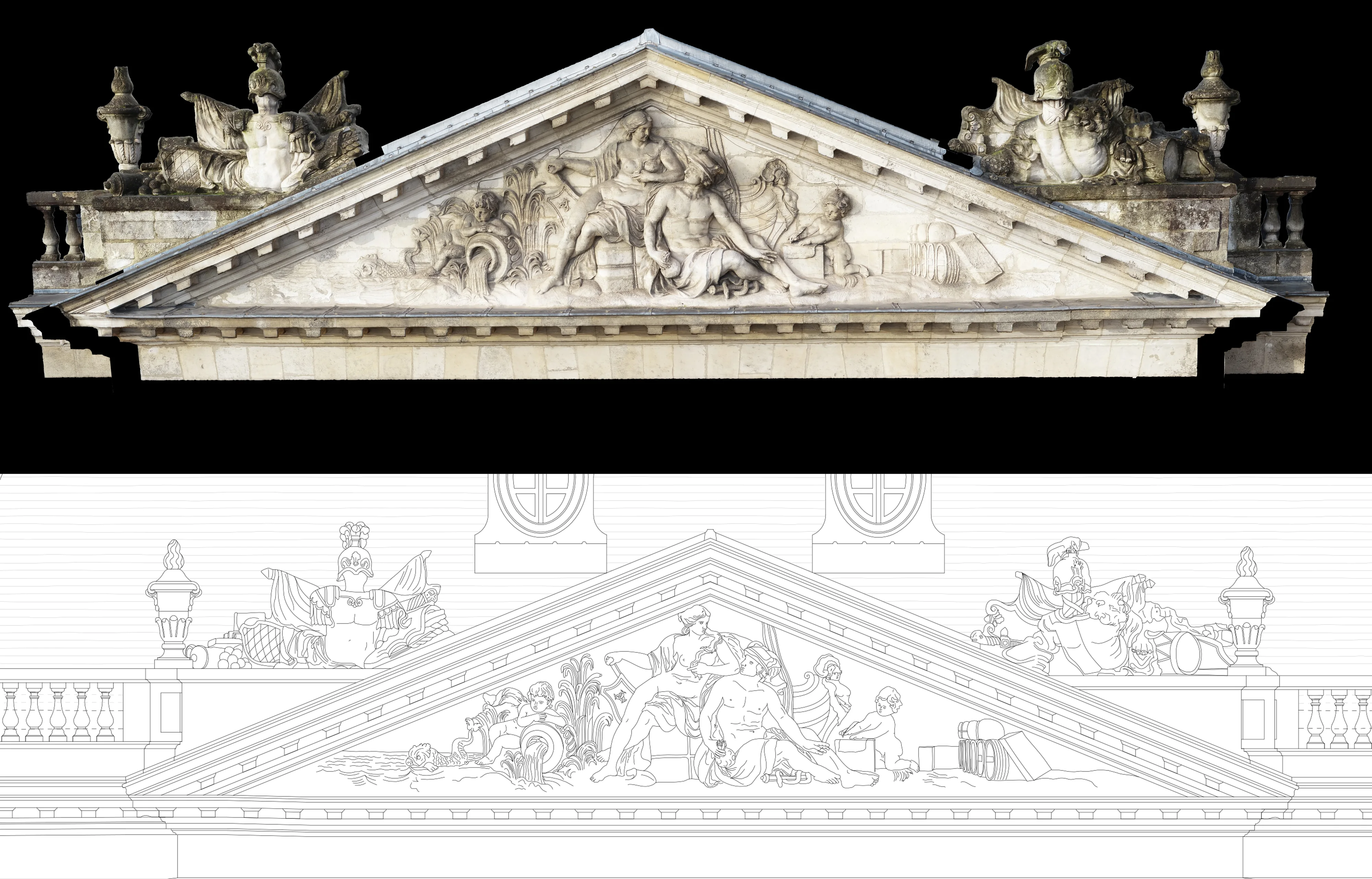Étude architecturale du Fronton des Douanes