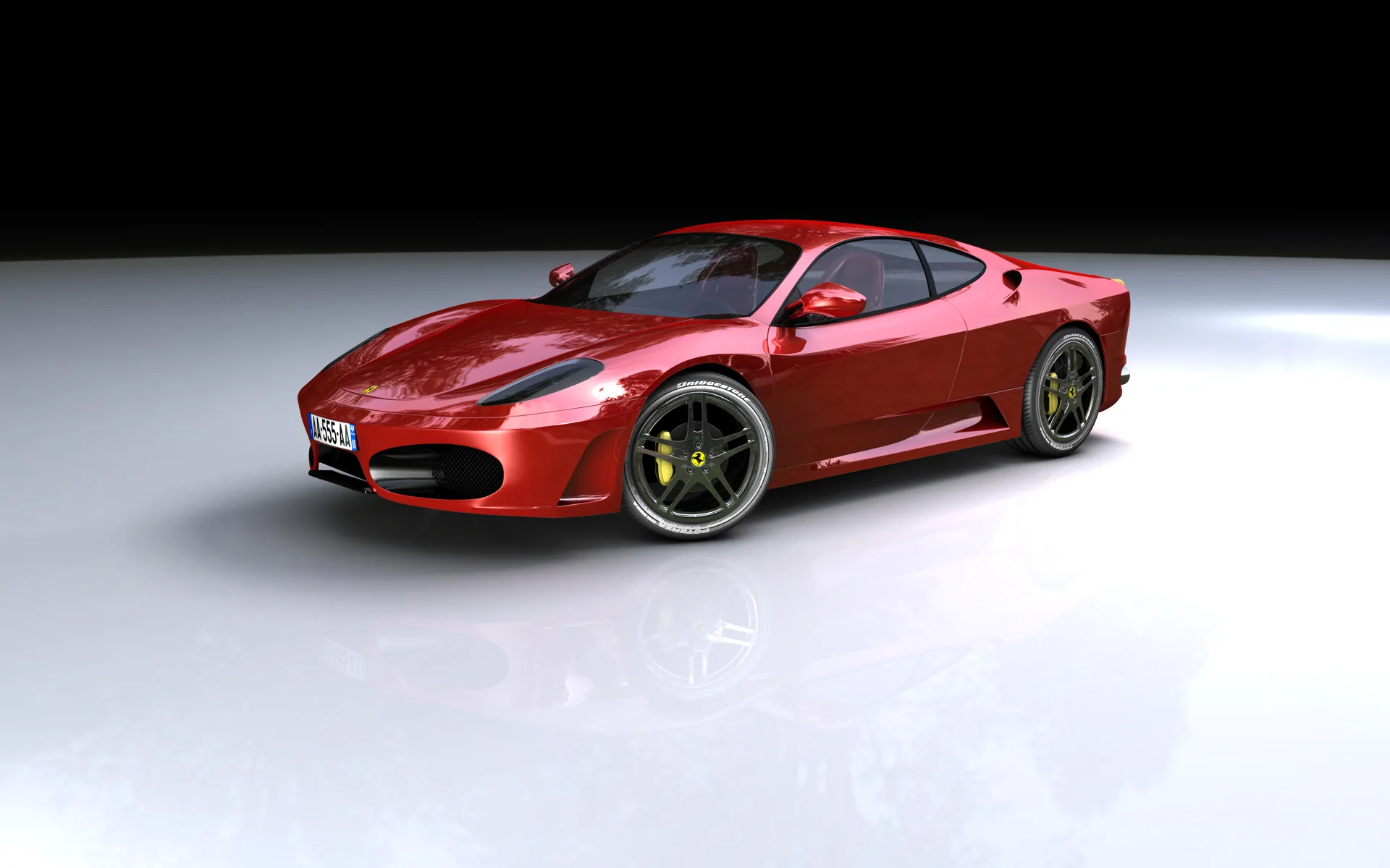 Rendu 3D d'une voiture rouge