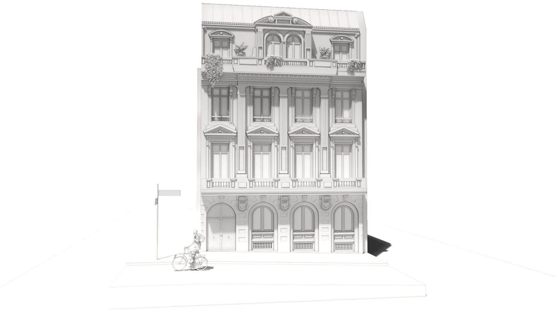 Modélisation SketchUp d’un immeuble haussmannien