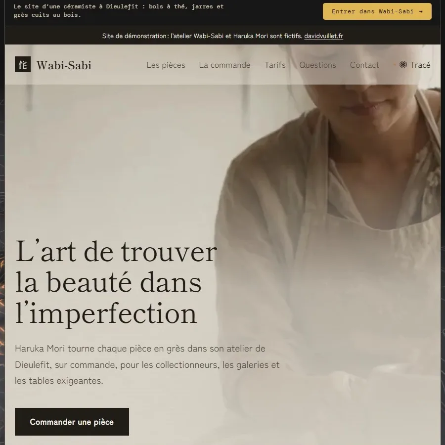 Une page ouverte sur place depuis son sommet : l'atelier Wabi-Sabi.